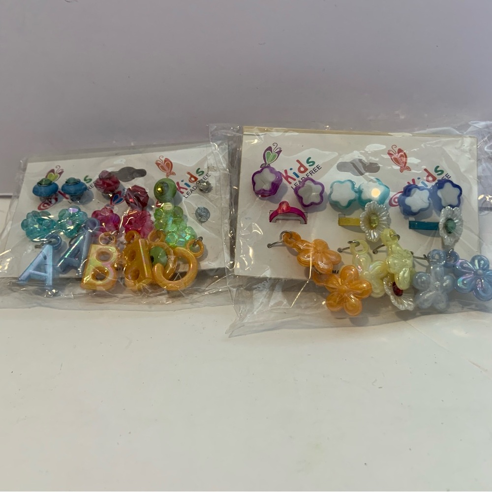 Colorful Kids Bead Set with Alphabet Charms 13 pair green, yellow, blue